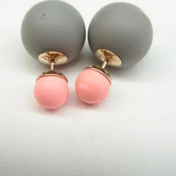100% Authentic DIOR Tribal Matt Grey&Pink Earrings - Picture 3 of 8